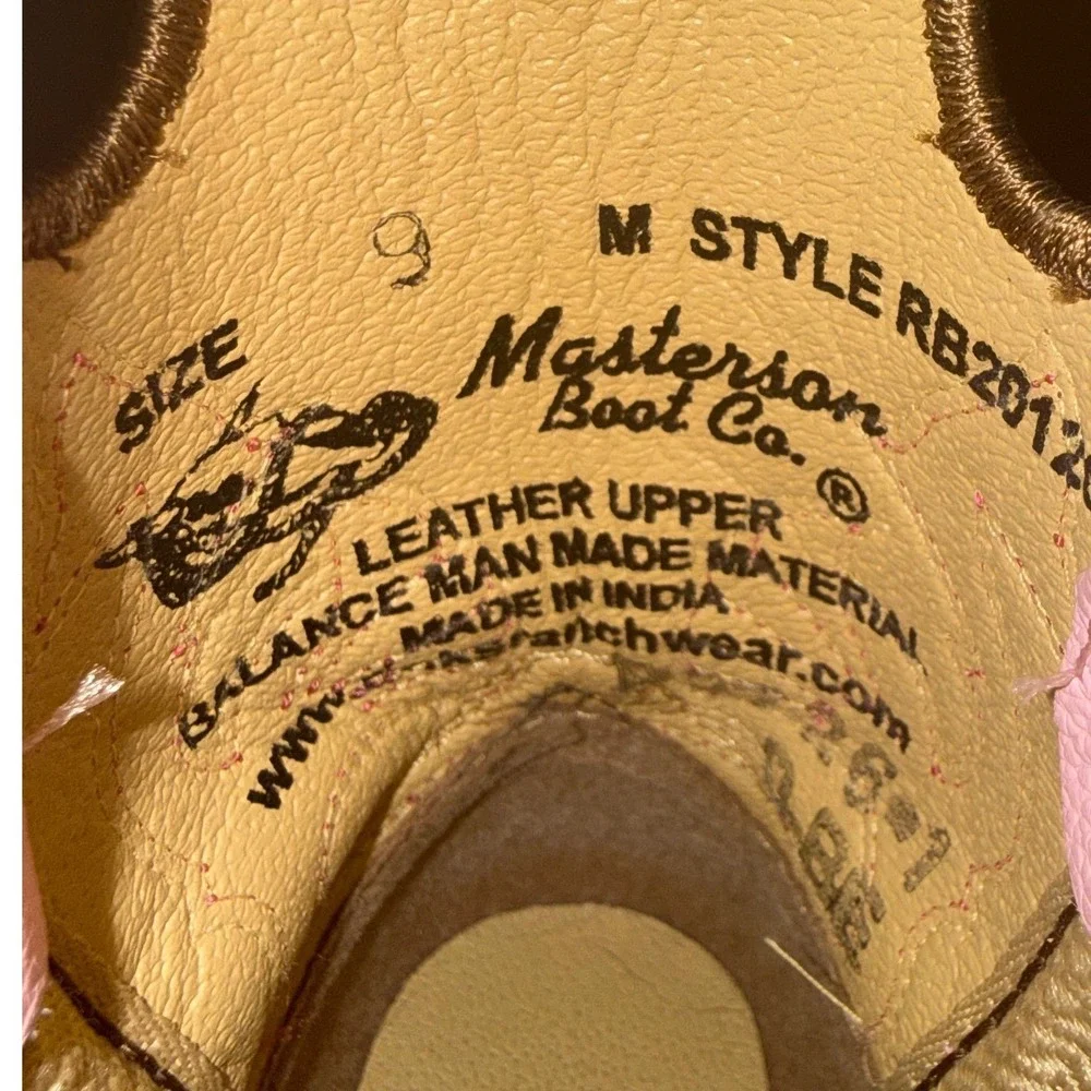 Masterson Boot Co Pink Brown Western Cowboy Boots Square Toe RB2012C Size 9M